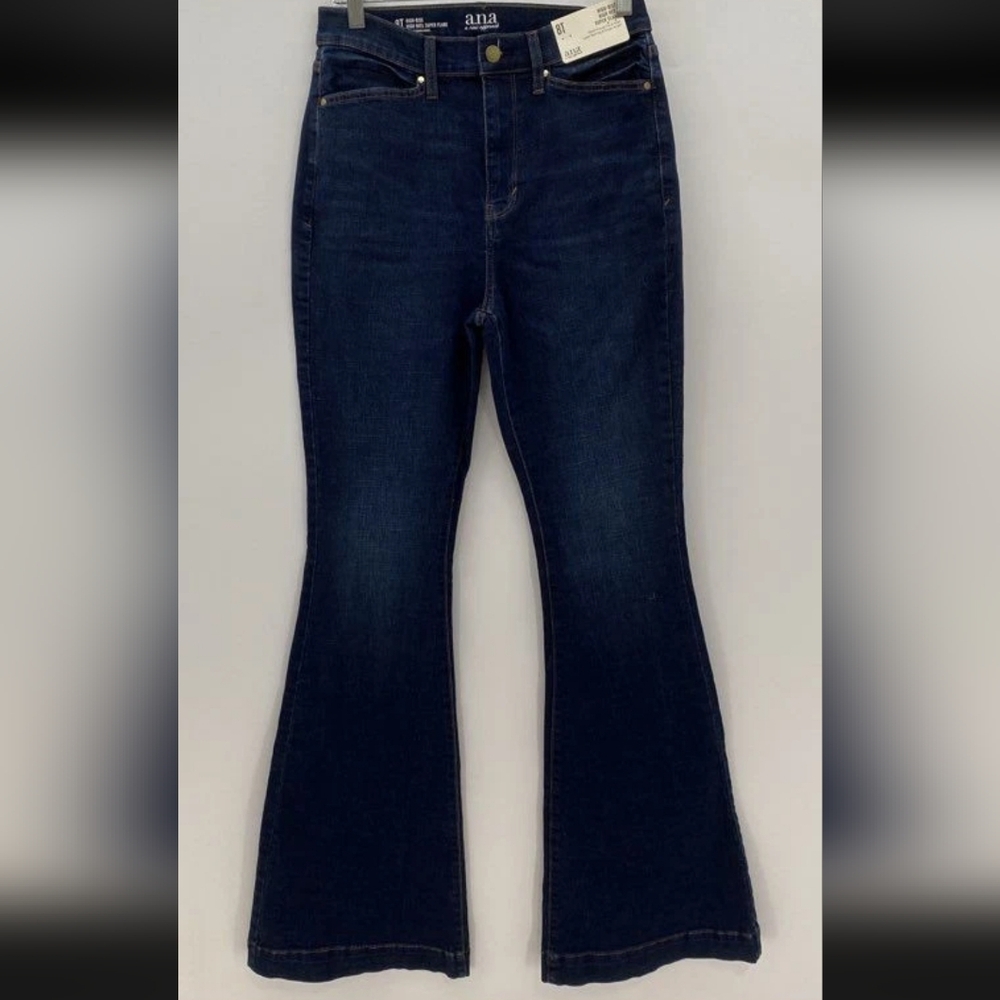 a.n.a Dark Indigo Flare Jeans High Rise Sz 8